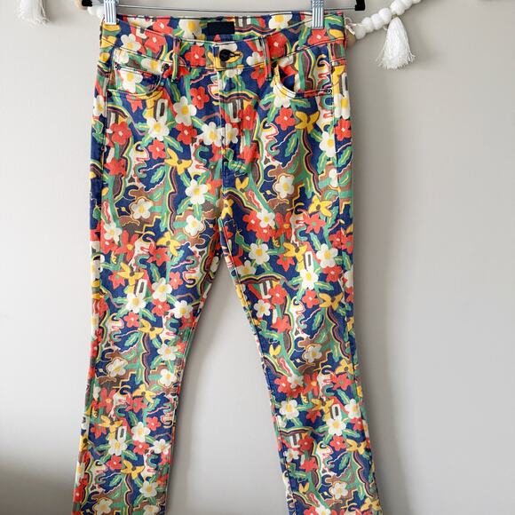 MOTHER The Insider Flood Straight Leg Jeans Floral Print Cosmic Blooms Size 29 - Picture 12 of 14